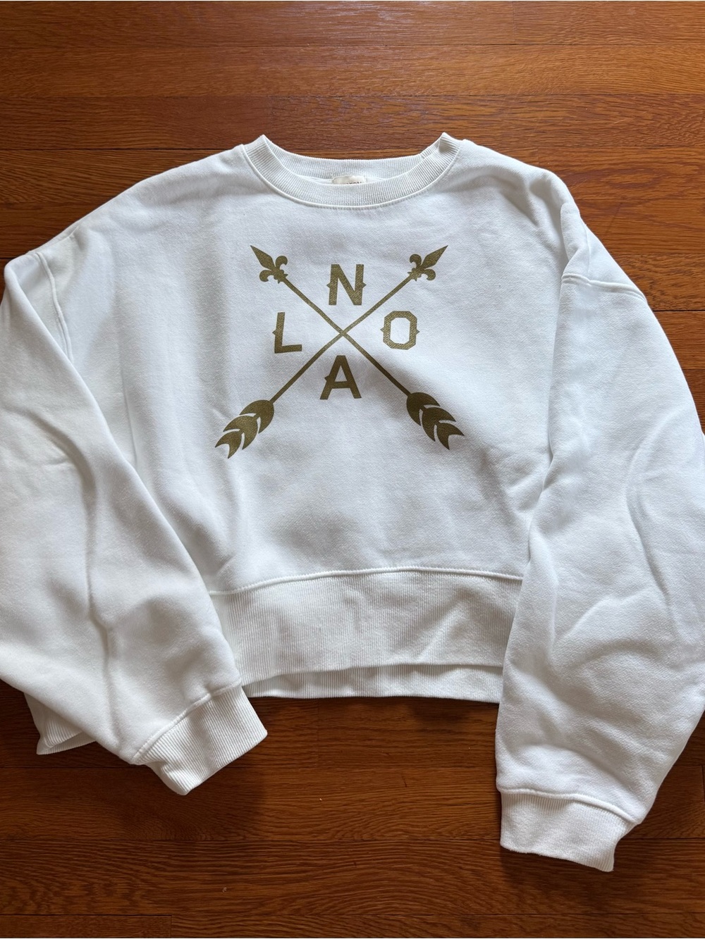 White Cropped NOLA Sweatshirt